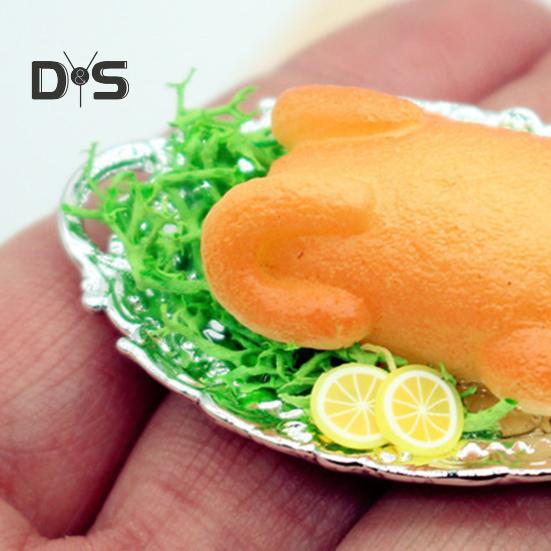 Miniature Roast Chicken Realistic Christmas Roast Chicken On Plate Dolls Accessory Miniature Food Toy Set for Doll Dining Table Decor
