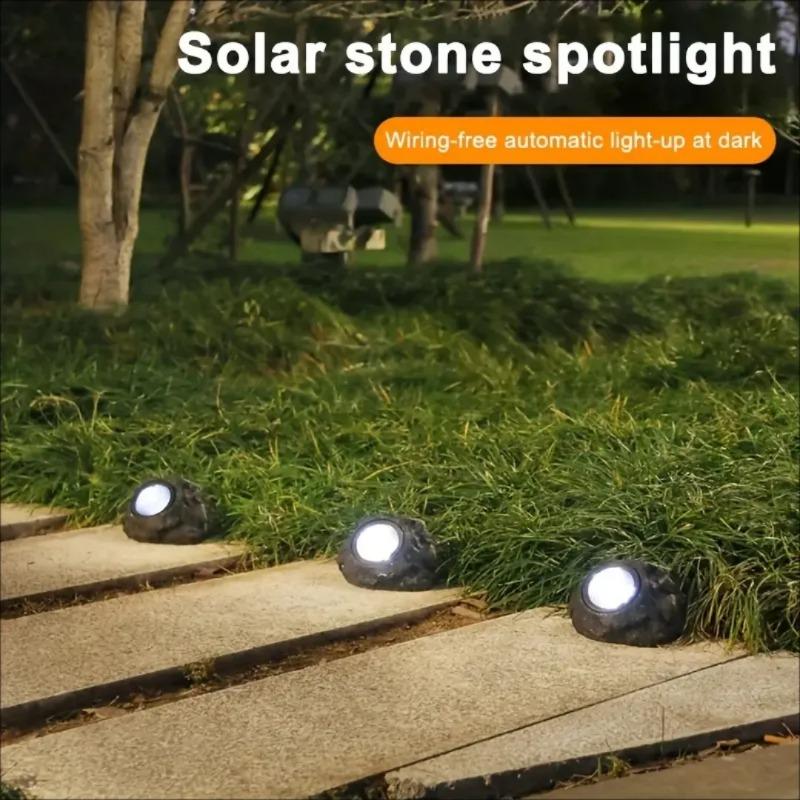 LED Simulation Stone Solar Light Outdoor Waterproof Garden Spotlights Landscape Decor Lighting Solar Powered Lawn Lamps for Yard Path Patio