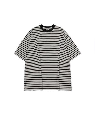 GNOK Stripe Pigment Short Sleeve T-Shirt_Beige