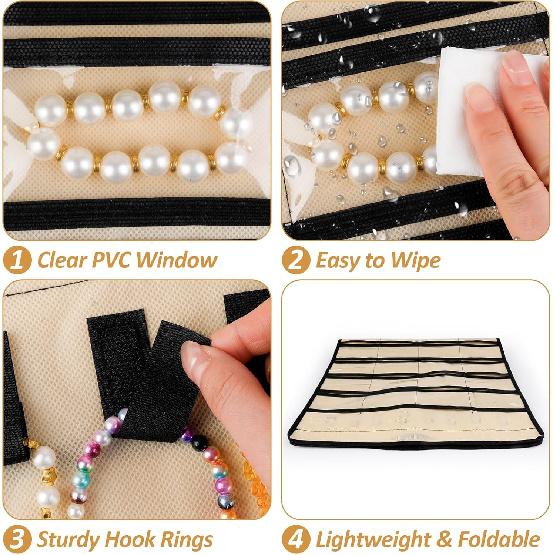 Hanging Jewelry Organizers and Storage, Double-Sided Jewelry Necklace Holder for Jewelries, Earrings, Accessories, Rings on Closet, Door, Wall