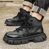 FashionMale Low Top Leather Casual Boots Men's Handmade Motorcycle Ankle Boots for Men Luxury Brand Man Shoes Men Stylish Lace-Up Botas