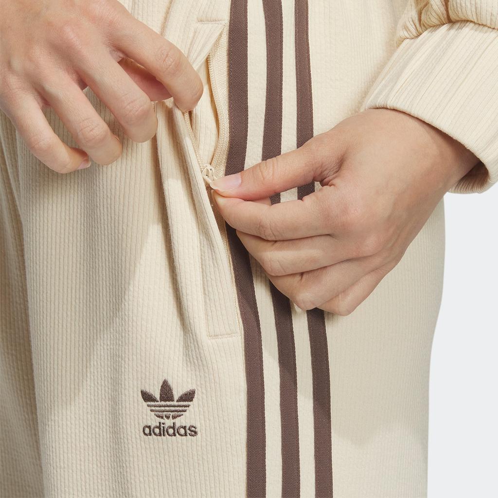 Adidas Originals Trefoil Flared Pants With Logo Embroidery And Three-Stripes Print Women Bottoms Rock-Sandstorm IP3001