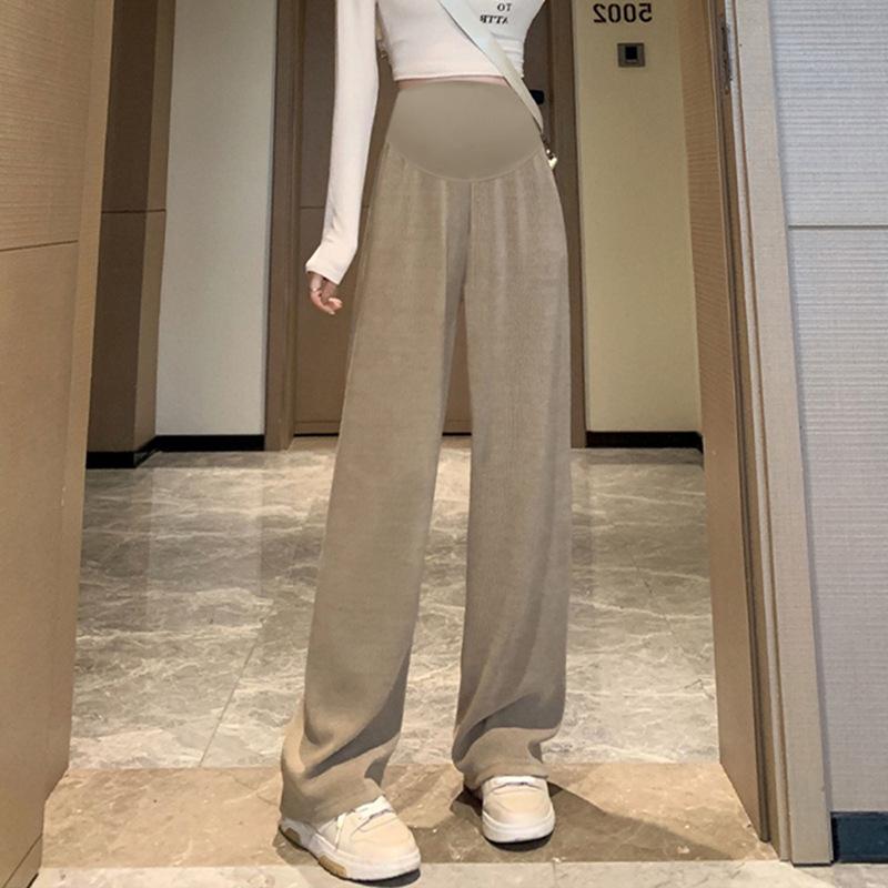 Maternity pants wide-leg pants spring and autumn wear loose belly support pants pregnancy straight pants casual and thin maternity wear