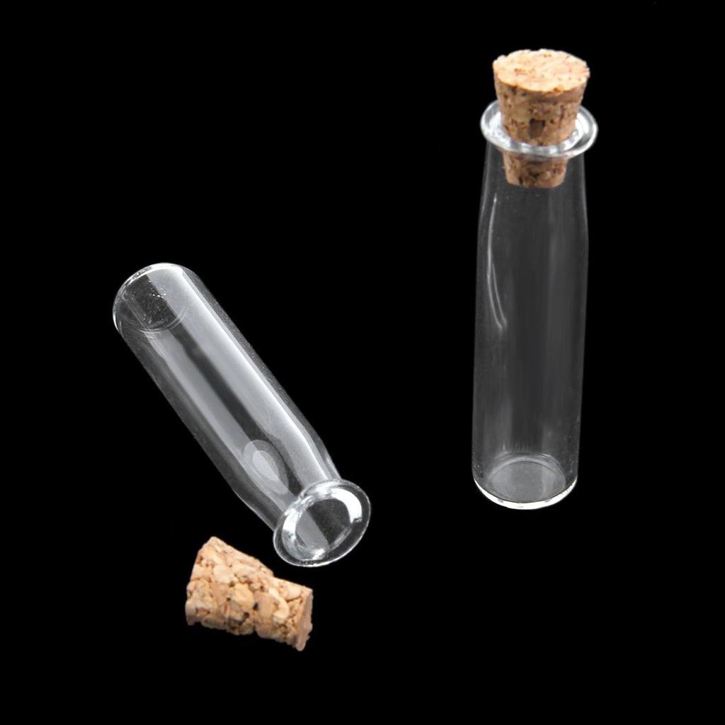10pcs Glass Wish Bottle Clear Cylinder Mini Jar Diy Decoration For Potpourri Perfume Pendant Gift Glass Bottle With Cork