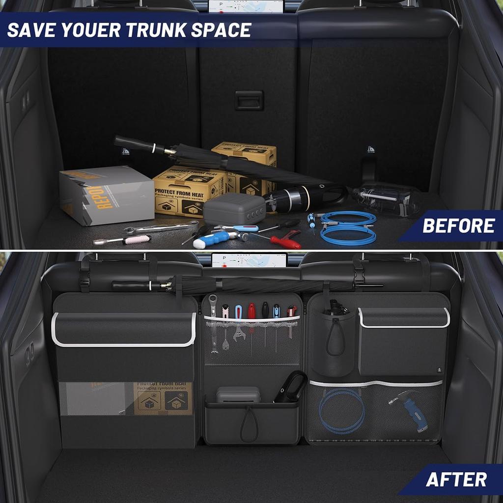 Back Seat Trunk Organizer Hanging Car Organizer Trunk Foldable Cargo Storage with 7 Large Pockets