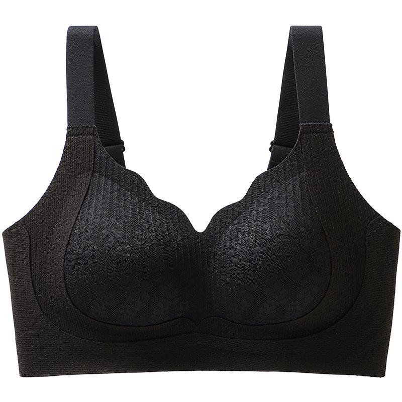 

Wheat ear lace underwear without steel ring, small breasts gathered, lifted and closed sub-breasts to warm muscles, striped texture polished warm bra M