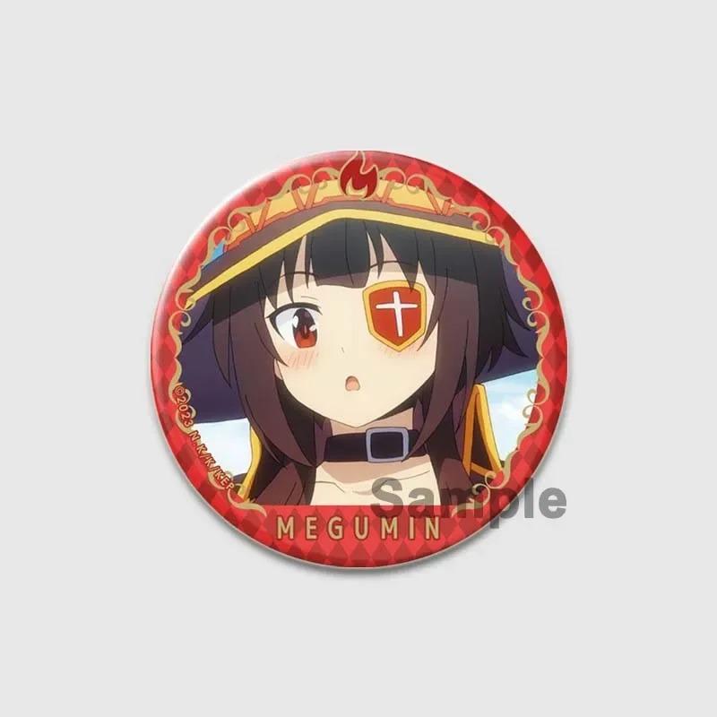32/44/58mm Anime KonoSuba Brooch Pin Cartoon Figure Megumin Aqua Badge Button Pin Cosplay Souvenir Toy Gift Backpack Clothes Accessories