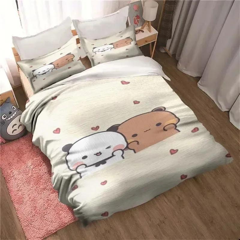 Bubu Dudu Cartoon Cute Bear Kawaii Christmas Gift Bedding Set Printed Set With Pillowcase Bed Duvet Cover Soft Bedclothes Home