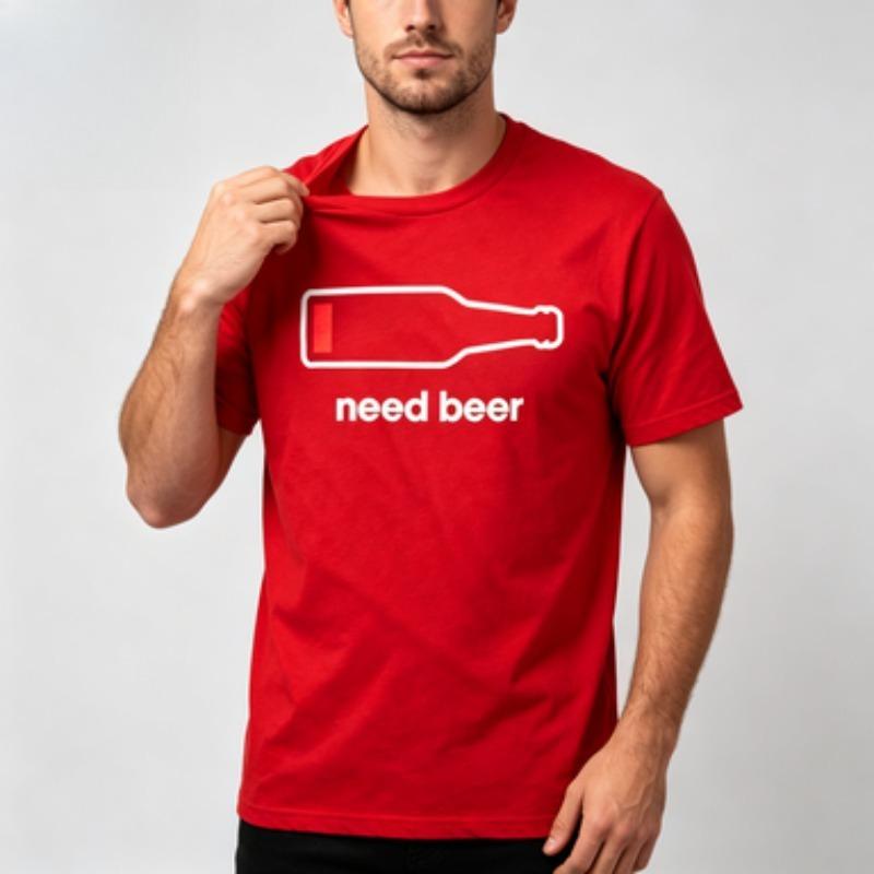 Unisex 100 Cotton O Neck T Shirt Need Beer Minimal Beer Bottle Outline Graphic Beer Lover Casual Male Short Sleeve Tee Tops