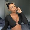 Fashion Sexy V-neck Slim Fit Long Sleeve Crop Tops Spring Fall Casual Women Party Tops Hollow Out  Y2k Backless Tee Square Collar Ribbed T-Shirts