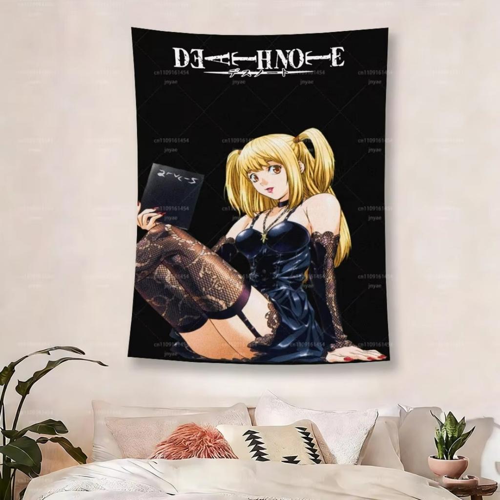 Anime DN L M Misa Amane Wall Tapestry Cartoon Home Decor Wall Hanging Bedroom Background Cloth Room Decor Flat Print