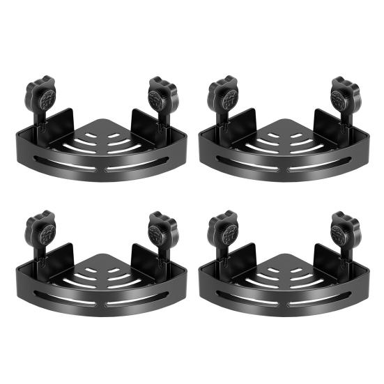 Triangel Sugpropp Hörnhylla Hörnduschkorg Utan Borrning Badrumsförvaringshylla med Dräneringshål för Toalettartiklar och Köksburkar