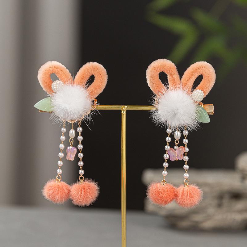 Red New Year Hanfu Hair Clips for Girls - Chinese Style Floral Headwear