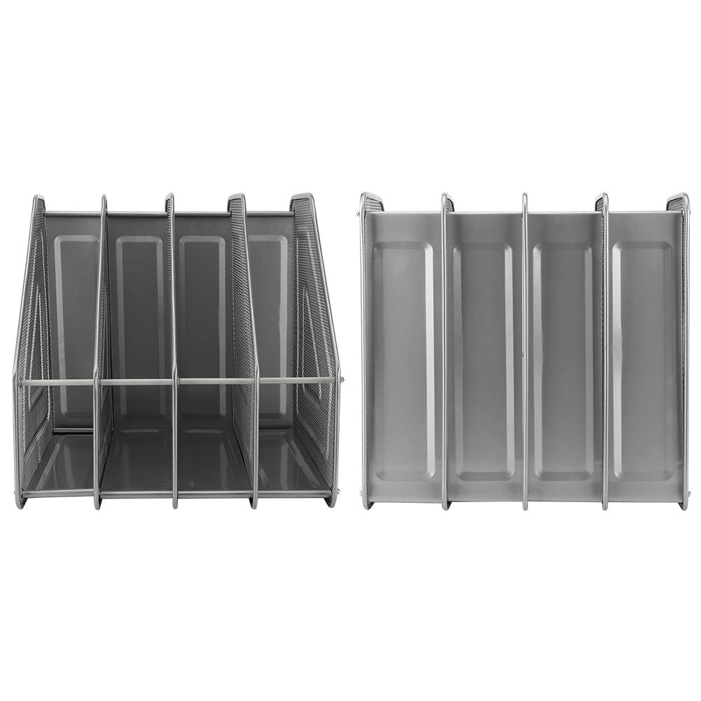 Modern   4-Compartment Desktop Display Rack Magazine File Document Metal  (Black)