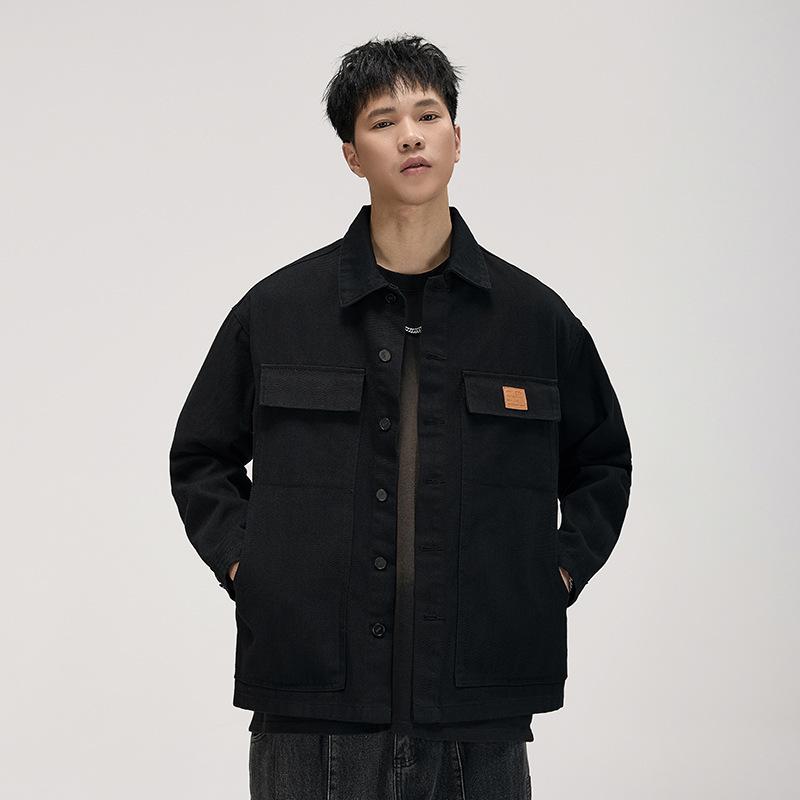 American Retro Jacket Men'S Tooling Shirt Loose Large Size Trendy Brand Casual Denim Jacket