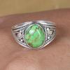Grüner Kupfer Türkis Ovaler Edelstein Ring, handgemachter Designer Ring, Statement Ring, Boho Ring, 925 Silber Charm Schmuck