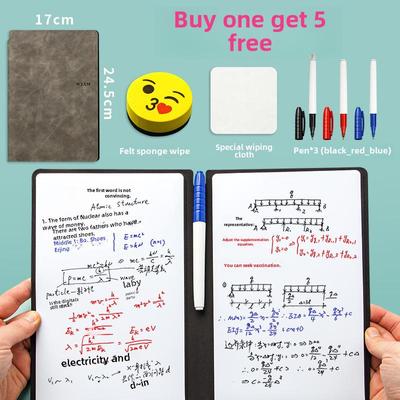 Erasable A5 Double-Sided Whiteboard Notebook Set - PU Leather Planner & Memo Board for Students and Office