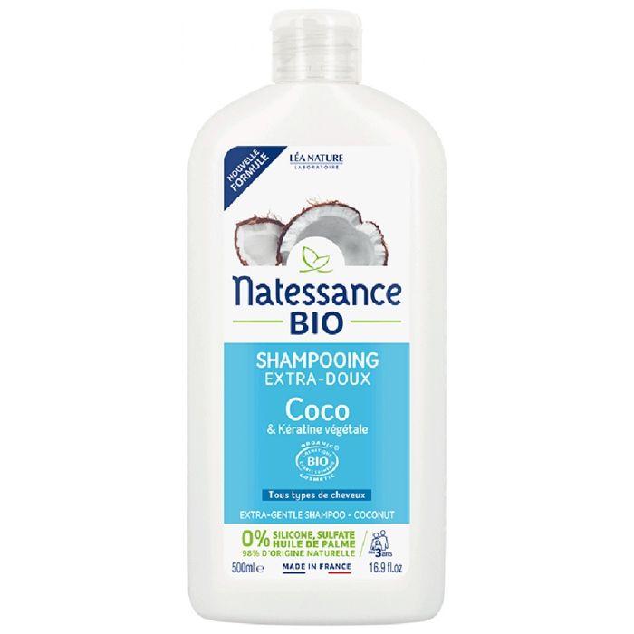 Natessance Shampooing Extra-Doux Coco Bio Et Kératine Végétale 500ml