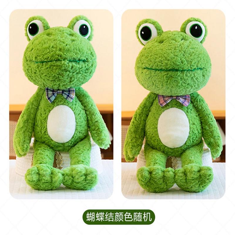 50-80cm Big Eyes Cute Frog Plush Toy Kawaii Bow Animal Green Cloth Doll for Children's Birthday Christmas Gift