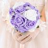 Artificial Bridal Bouquet Flowers for Wedding Decorations Props Accessories (Purple)