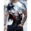 Moda Masculina Camiseta Masculina Estampada 3D Gola Redonda Manga Curta Tendência Street Wear