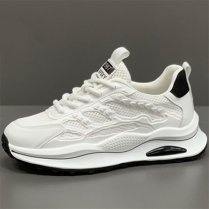Men's Breathable Mesh Shoes Summer Casual Sports Running Shoes Lightweight Comfortable Slip On Walking Shoes Thick Sole Sneakers