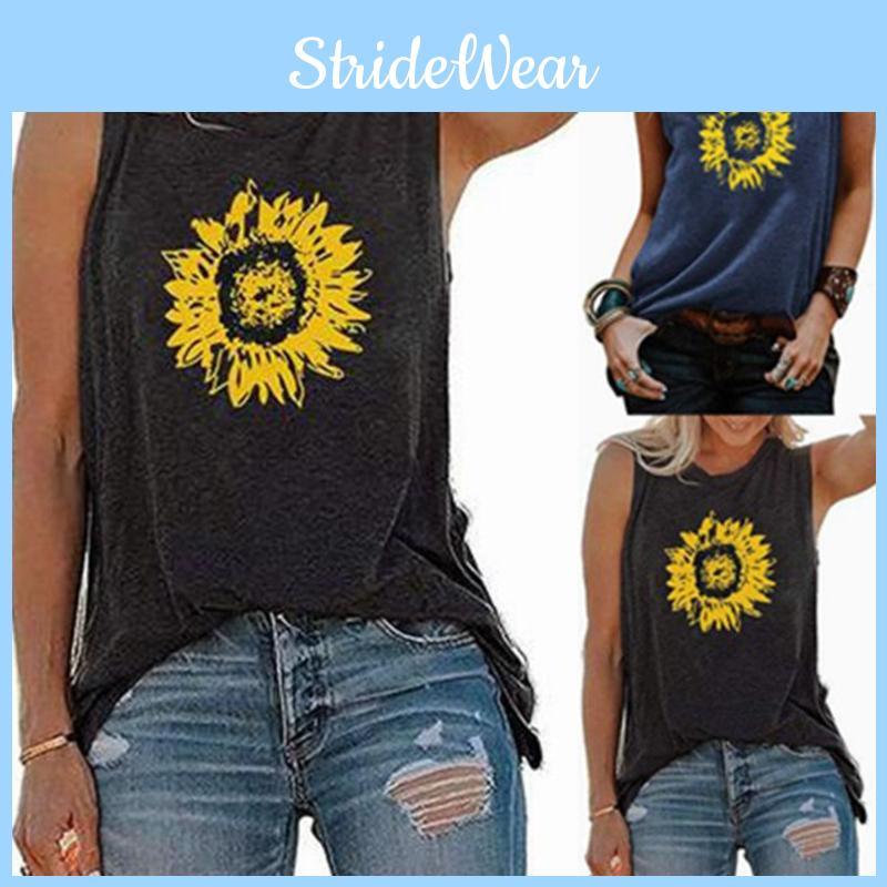 Sunflower Sleeveless Womens Tops Blouse Ladies Vest Tank Pullover Tee Tshirts