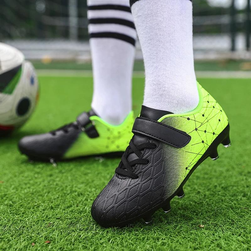 Non Slip New Boy's Soccer Shoes Girl's Cleats Outdoor Match Training Sport Football Boots Men Long Spikes Comfortable Breathable