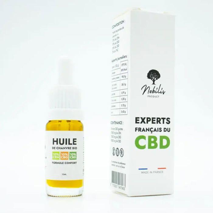 Huile 10% CBN + 10% CBG + 10% CBD, Sans THC (10ml) 4 Flacons