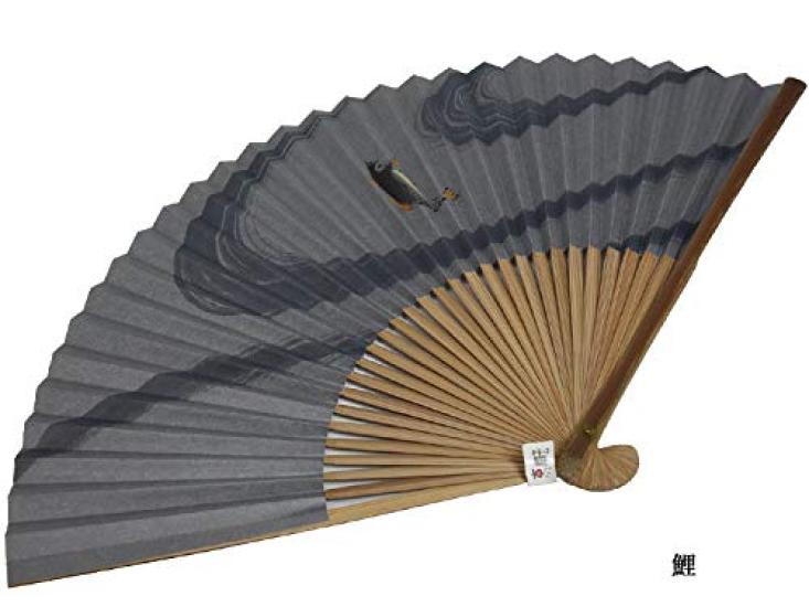 Folding lucky Kyoto folding for pasted traditional heat Day carp [0-STYLE.cravat] fan, charm, high-quality fan, men, gift, box, art, sense, Mt. Fuji,