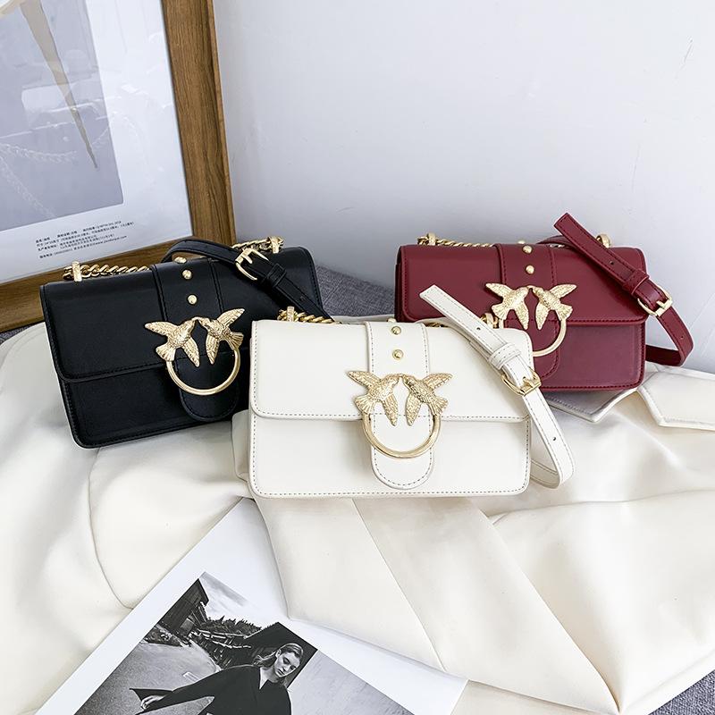 Sommer ny moteriktig ensfarget kjede svelgeveske allsidig enkel skulder diagonal spenn trendy dameveske