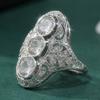 Gorgeous CopperColor Inlaid White CZ Women's Ring Geometry Daily Wear Party Jewelry