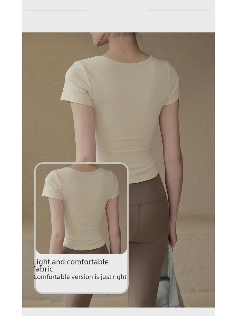 Women's Summer Yoga & Pilates Fitness T-Shirt - Slim Fit, Short-Sleeved, Professional Sportswear.