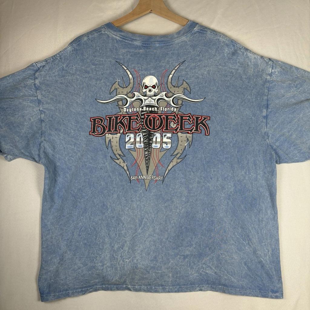 Daytona Bike Week Shirt Mens 2XL XXL Vintage Chrome Skull Biker Y2K Chopper A537