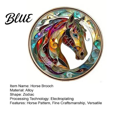 Art Pin Horse Brooch Metal Edging Stained Glass Texture Artistic