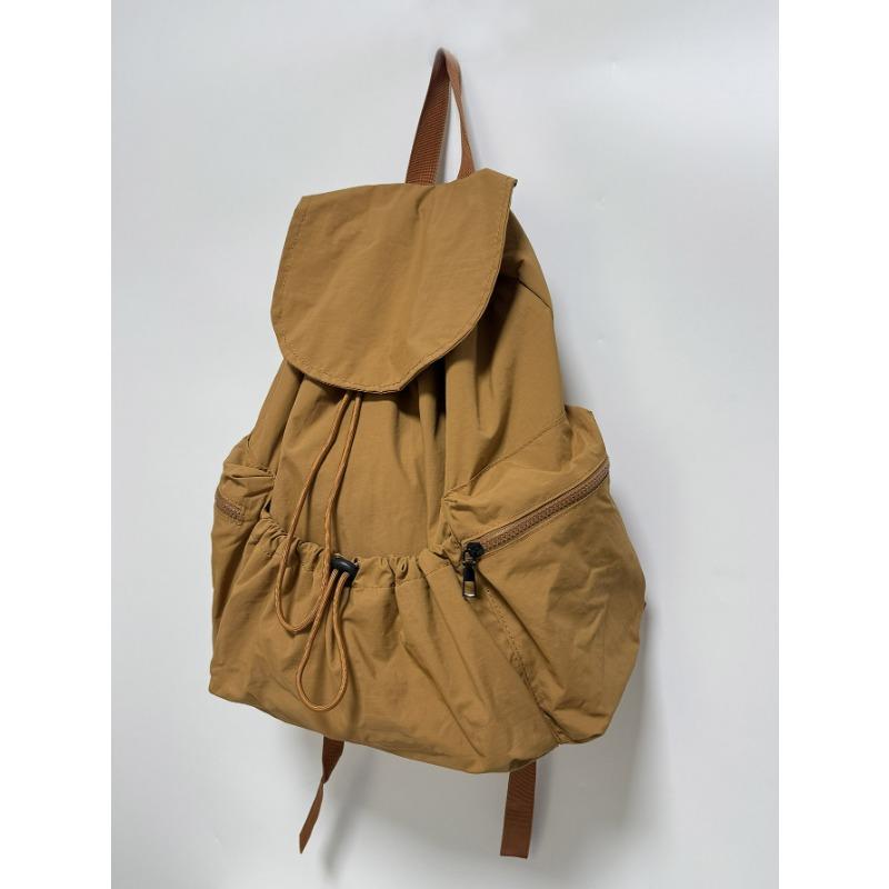 Модный рюкзак, практичный, большой емкости, завязывающийся на шнурок, нишевый, повседневный и легкий, для мужчин и женщин, можно носить с собой, рюкзак из стираной ткани 40x32x16cm коричневый