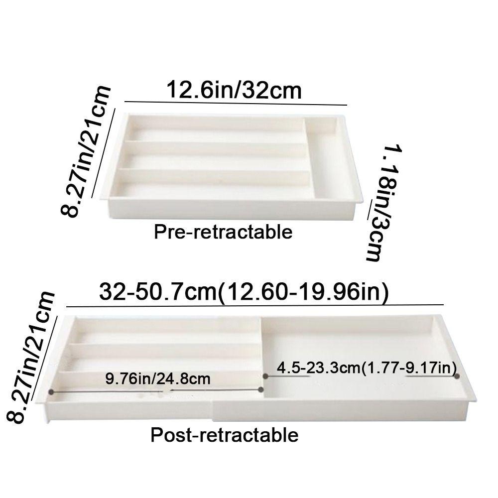 White Retractable Drawer Organizer Multi-compartment Separated Stationery Box Desktop