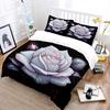 3Pcs Glossy White Rose Flower Print Bedding Set 1 Duvet Cover 2 Pillowcases For Adult And Children Luxury Gift Full Size
