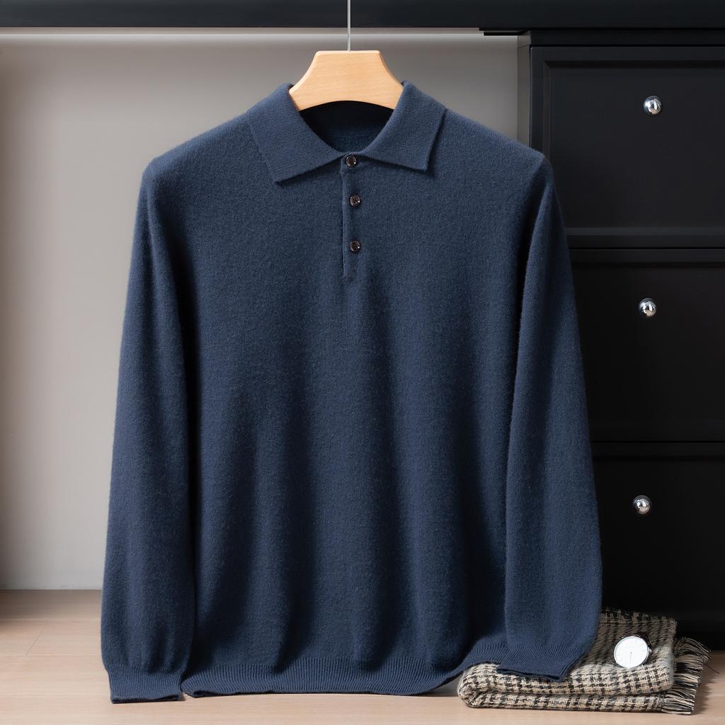 New Albas Small Cashmere POLO Shirt Pure Cashmere Lapel Sweater Knitted Sweater