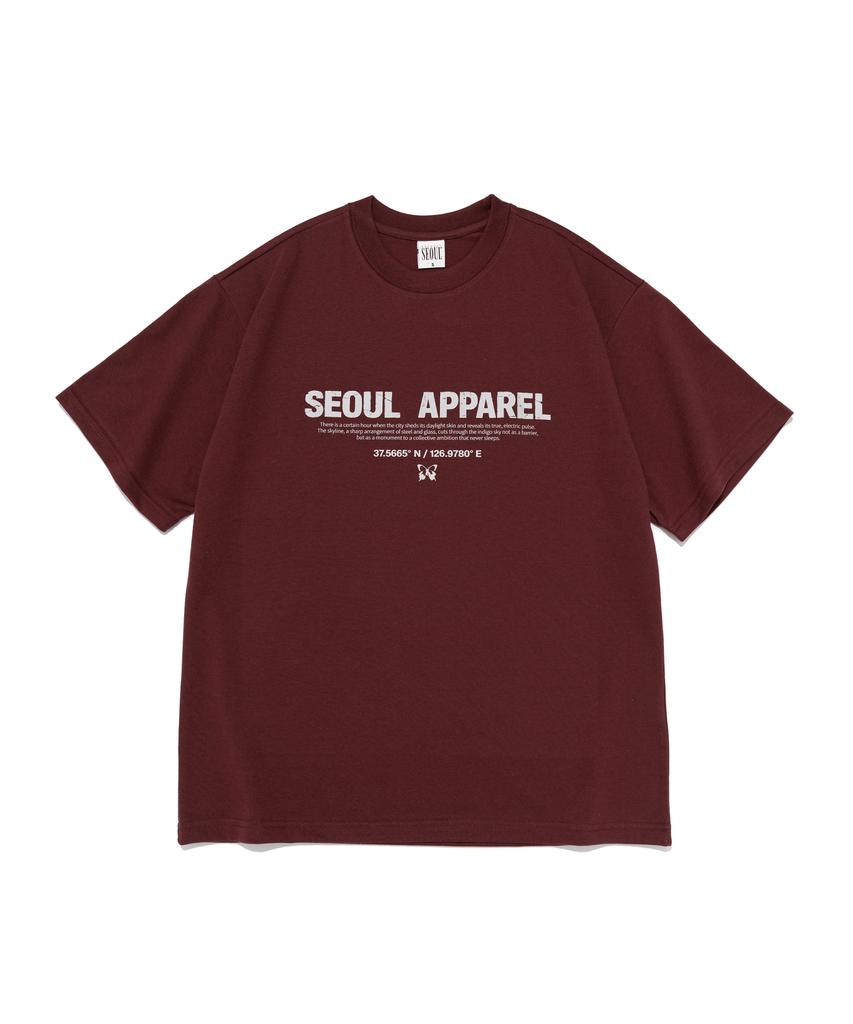 SEOUL APPAREL Bold Lettering Logo Short Sleeve T-Shirt (Wine)