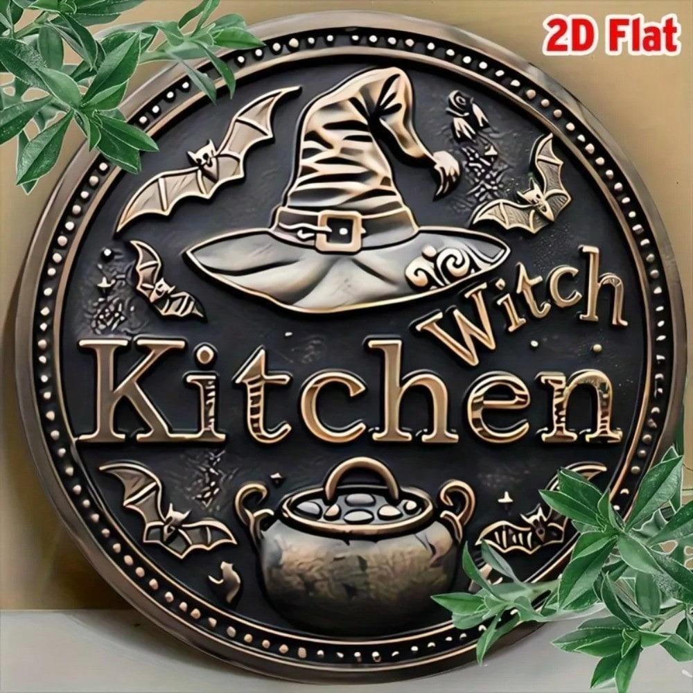 Vintage Witch Metal Tin Sign Halloween Home Decor Wall Art