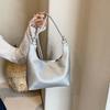 Fashion Pu Bucket Bag Texture Solid Color Shoulder Bag Retro Simple Messenger Bag Versatile Women'S Bag