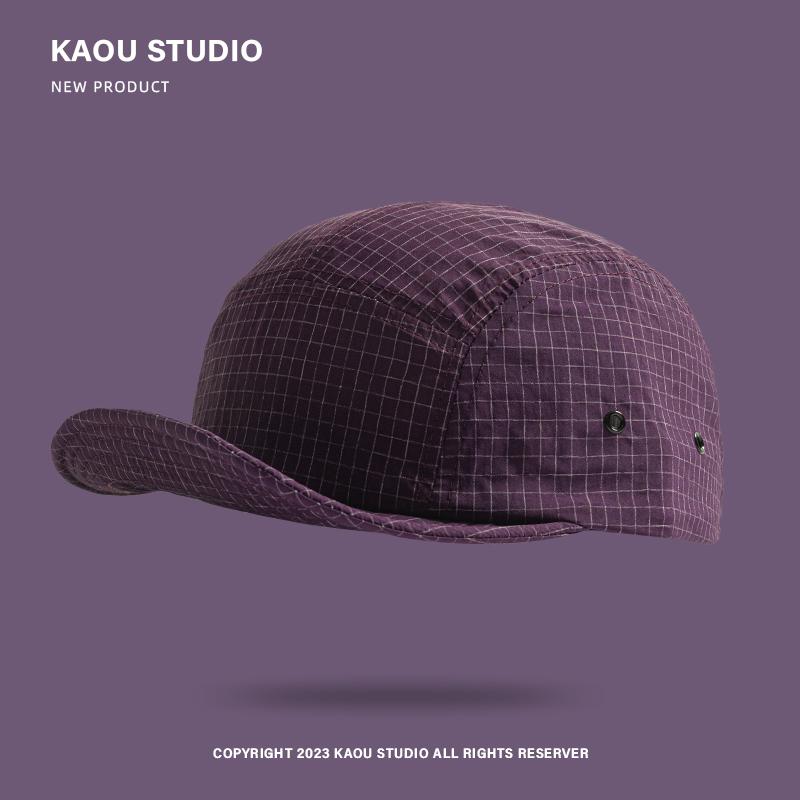 Outdoor quick-dry plaid baseball cap for men and women, summer thin soft-brim sunshade cap, suitable for hiking, camping, and mountaineering