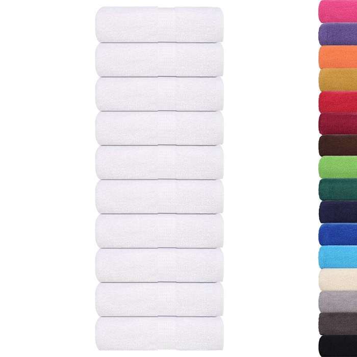 VidaXL Serviettes d'invité 10 pcs blanc 30x50 cm 360 g/m² 100% coton, serviette, serviette de visage, ensemble de serviettes 136647