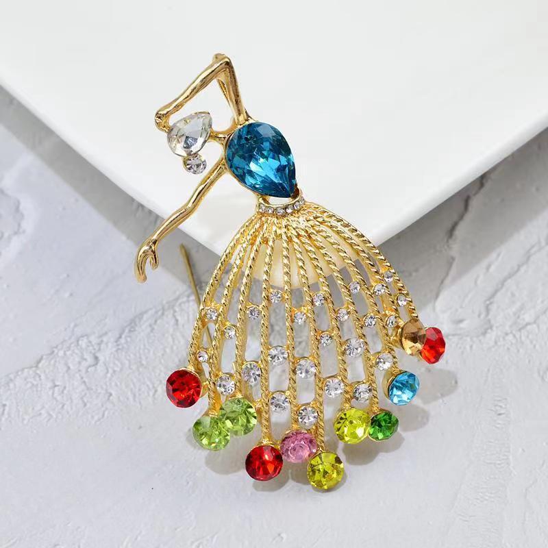 Retro Cute Ballet Girl Rhinestone Brooch - Fashionable Corsage Accessory