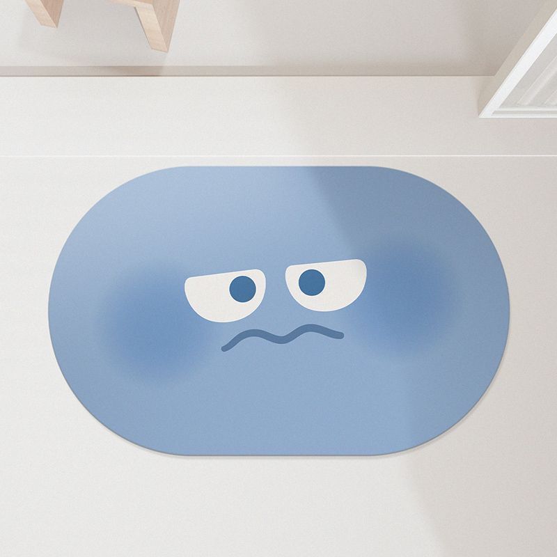 

Коврик для ног с мультяшным выражением из диатомовой грязи, быстросохнущий, впитывающий, износостойкий, противоскользящий для ванной комнаты 400mm x 600mm синий