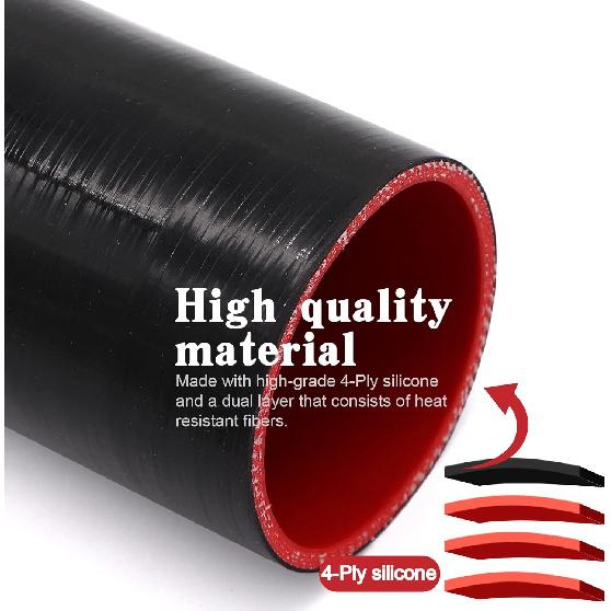 45-Grad-Bogenstück Silikonschlauch 4-lagig 2 1/2 Zoll(63mm) für Turbo-/Ladeluftkühler-/Ansaugrohre, Länge 102 mm, Dicke 5 mm, mit T-Bolzenklemme