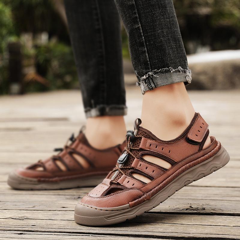 Men's sandals sports beach 2025 bag head foot net cloth hole shoes summer casual shoes