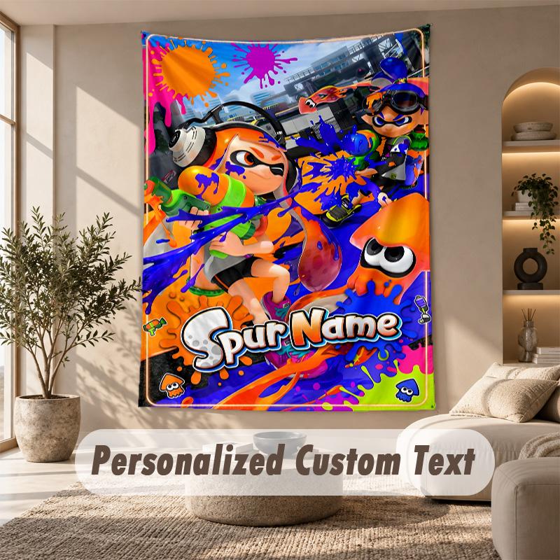 Splatoon Tapestry, Personalized Custom Text, Wall Hanging Tapestry For Living Room Home Wall Decor