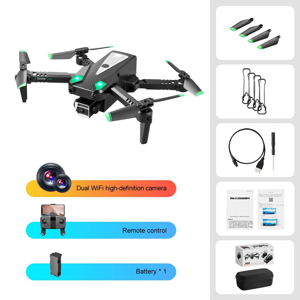 S125 Mini Folding Radio-controlled Aircraft Obstacle Avoidance Optical Flow Fixed HD Dual Camera Children Remote Control UAV